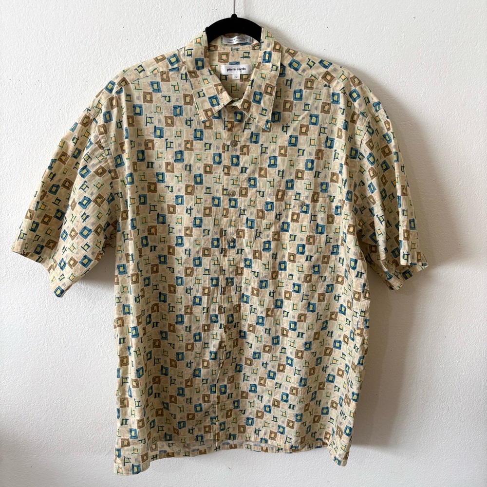 Pierre Cardin men’s button down collared shirt size large eclectic vintage retro